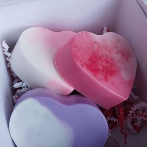 Heart-Shaped Bath Soap Set - Pink, Purple, and White